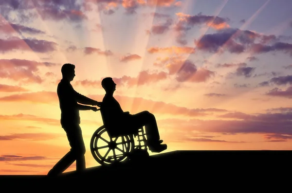 Concept of caring for the disabled in moving around the city — Stock Photo, Image