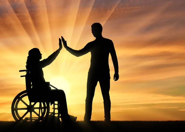 Έννοια της υποστήριξης και βοήθειας σε άτομα με αναπηρίες — Φωτογραφία Αρχείου