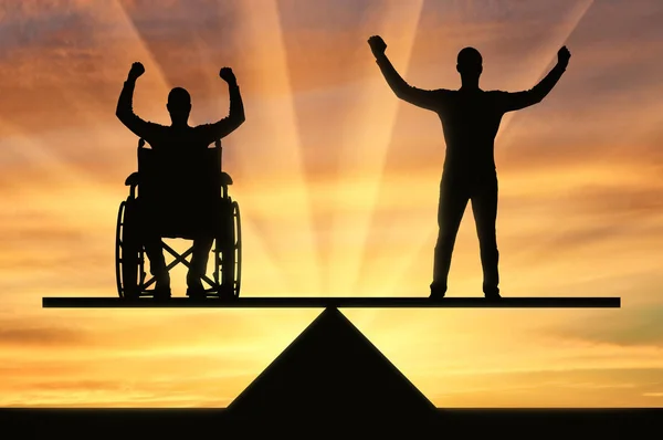 Conceito de igualdade de direitos das pessoas com deficiência na sociedade — Fotografia de Stock