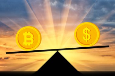 Bitcoin öncelik sırasına dolar ölçekler üzerinde arka planı