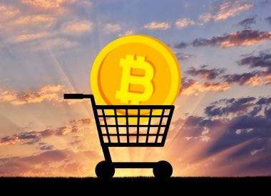 Bitcoin para alışveriş sepeti içinde yatıyor