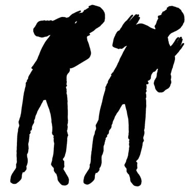 Korku ve korku yaşayan iki erkek siluet vektör