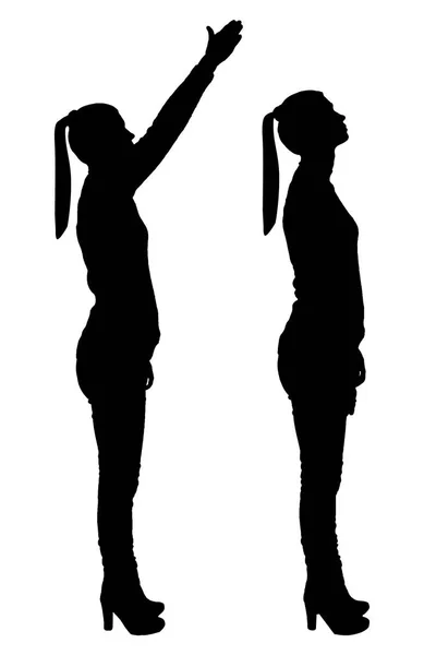 两位女性形象的矢量剪影 — 图库矢量图片
