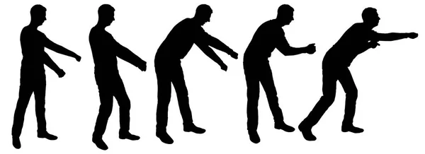 Силуэт разных мужчин, работающих руками — стоковый вектор