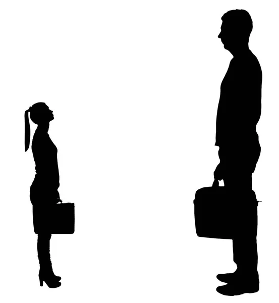 Vector silueta de los trabajadores, un hombre grande y una mujer pequeña . — Vector de stock
