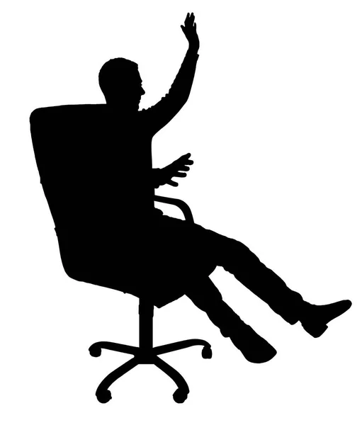 Bir iş adamı bir panik içinde silüeti vektör bir ofis koltuğu oturur — Stok Vektör