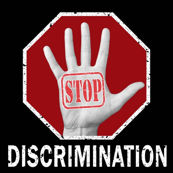Σταματήστε τις διακρίσεις εννοιολογική απεικόνιση. Παγκόσμιο κοινωνικό πρόβλημα — Φωτογραφία Αρχείου