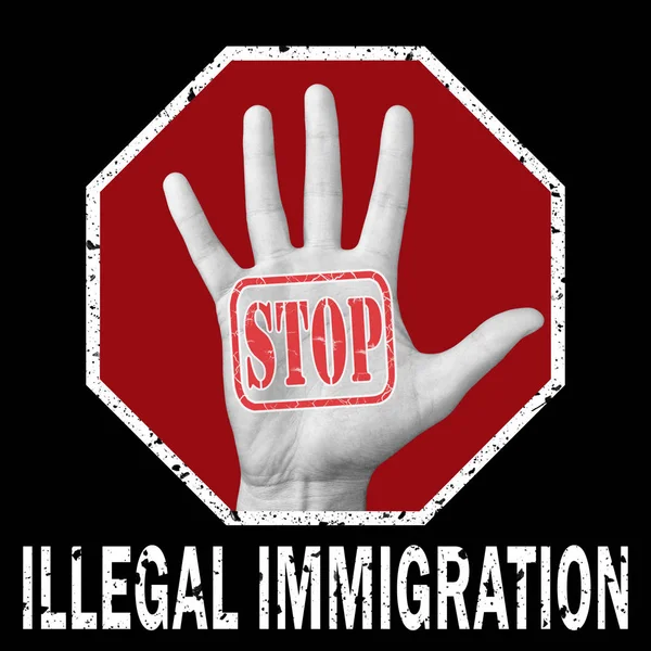 Detener la inmigración ilegal ilustración conceptual. Problema social global — Foto de Stock