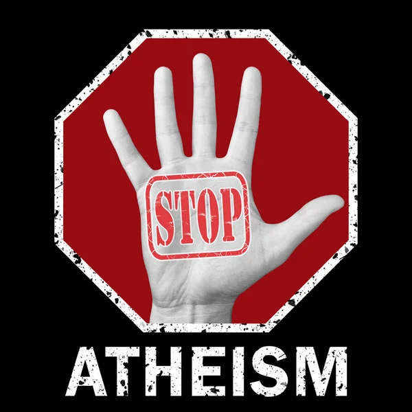 Fermare l'ateismo illustrazione concettuale. Problema sociale globale — Foto Stock