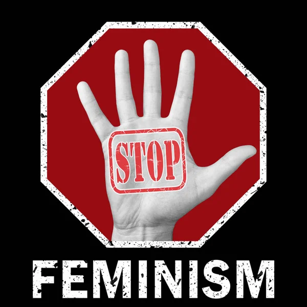 Σταματήστε τη φεμινιστική εννοιολογική απεικόνιση. Παγκόσμιο κοινωνικό πρόβλημα — Φωτογραφία Αρχείου
