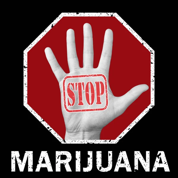 Fermare l'illustrazione concettuale della marijuana. Problema sociale globale — Foto Stock
