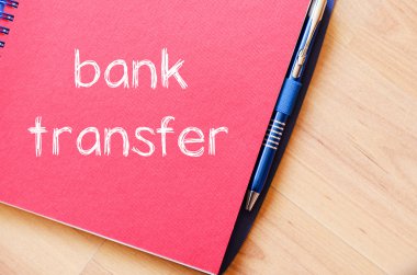 Banka transferi metin konsept dizüstü