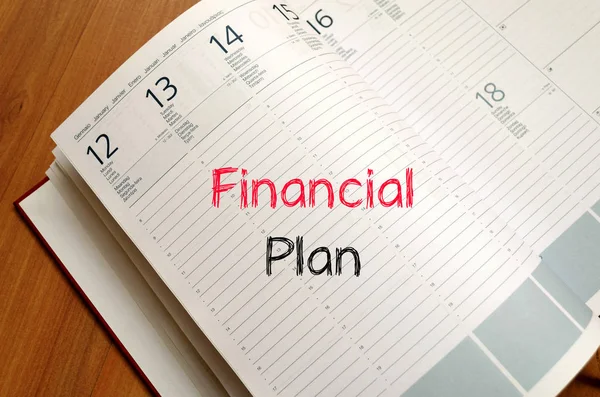 Concept de texte du plan financier sur ordinateur portable — Photo