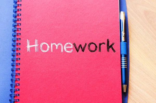 Homework text concept on notebook — Stock Photo, Image