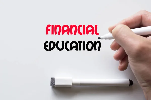 Financiële educatie geschreven op whiteboard — Stockfoto