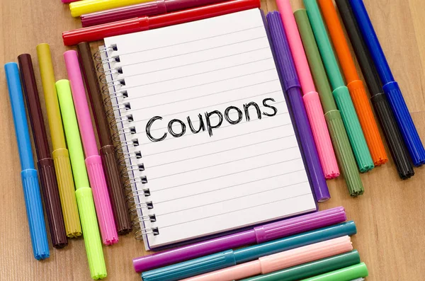 Coupons text concept — Stock Photo, Image