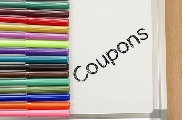 Coupons text concept — Stock Photo, Image