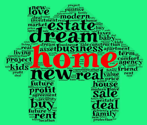 Home word concepto de nube en forma de casa — Foto de Stock