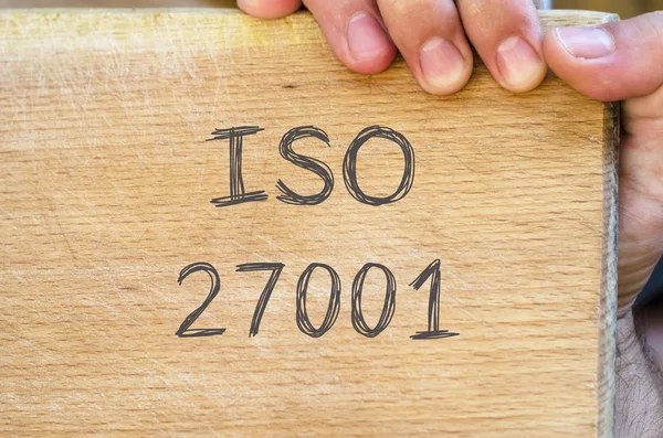 ISO 27001 Textkonzept lizenzfreie Stockbilder