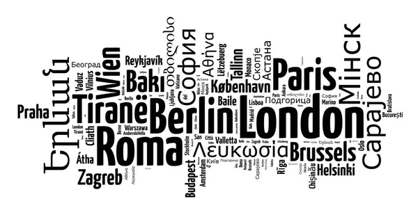 Avrupa kelime bulutu kavramı başkentlerinde — Stok fotoğraf