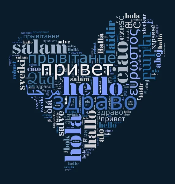 Woord Hallo in verschillende talen — Stockfoto