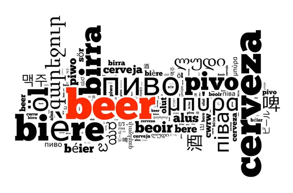 Word Beer in different languages — Stock Photo, Image