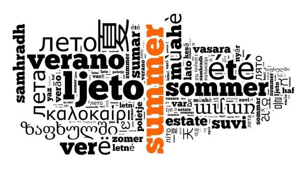 Slovo léto v různých jazycích — Stock fotografie