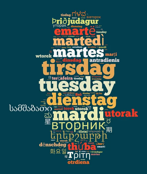 Word dinsdag in verschillende talen — Stockfoto