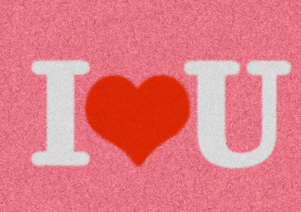 Text Love You Pink Pale Color Background Carpet Design Concept — Stock Photo, Image