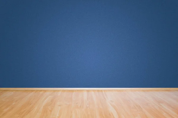 精美的蓝色墙壁质地和木地板 — 图库照片