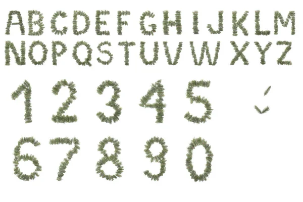 Jul eller naturen alfabetet från nålar isolerad på vit — Stockfoto