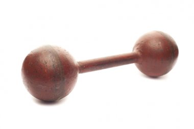 Beyaz arka plan üzerinde izole antik kırmızı halter