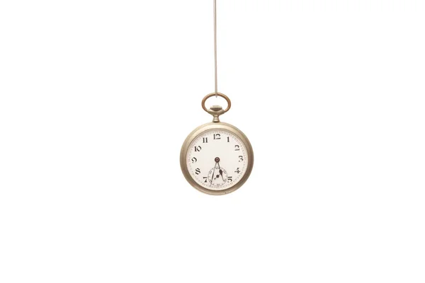 Vecchio orologio tascabile isolato su sfondo bianco — Foto Stock