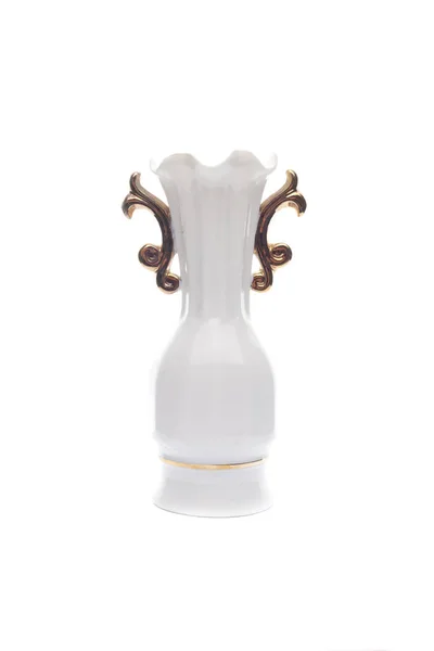 分離されたゴールデン ハンドルに白い花瓶 — ストック写真