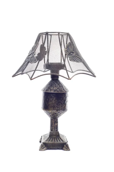 Vintage Bordslampa Med Fjäril Isolerad Vit — Stockfoto