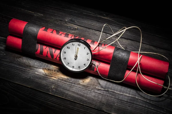 Dynamite Bomb Timer Bunch Dynamite Black Background Dynamite Going Explode — Stock Photo, Image