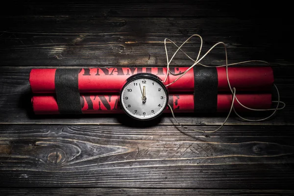 Dynamite Bomb Timer Bunch Dynamite Black Background Dynamite Going Explode — Stock Photo, Image