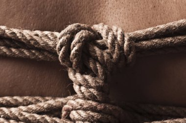 Japon bondage takate kote düğümde ip detayını / bdsm Tema