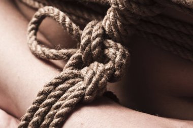 Japon bondage takate kote düğümde ip detayını / bdsm Tema
