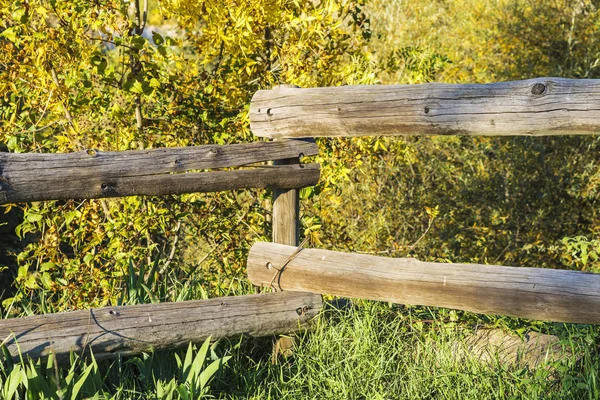 Tarlada eski ahşap çitler — Stok fotoğraf