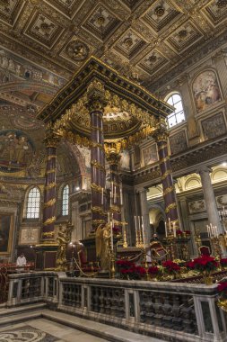 İç Basilica di Santa Maria Maggiore Roma, İtalya.