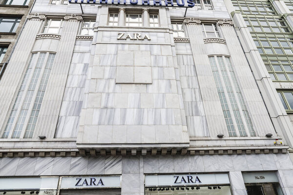 Berlin, Germany - April 14, 2017: Zara shop in Marmorhaus (house of marble), a shopping center in Berlin, Germany