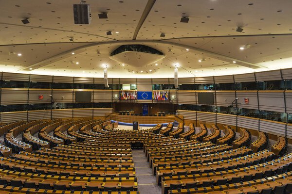 European Parliament building in Brussels, Belgium