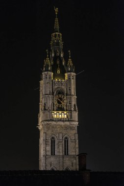 Ghent, Belçika gece çan kulesine çan kulesi