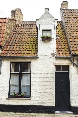 Bruges, Belg ortaçağ şehir tarihi bir bina eski beyaz