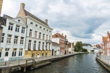 Bruges, Belçika Nehri boyunca eski evleri