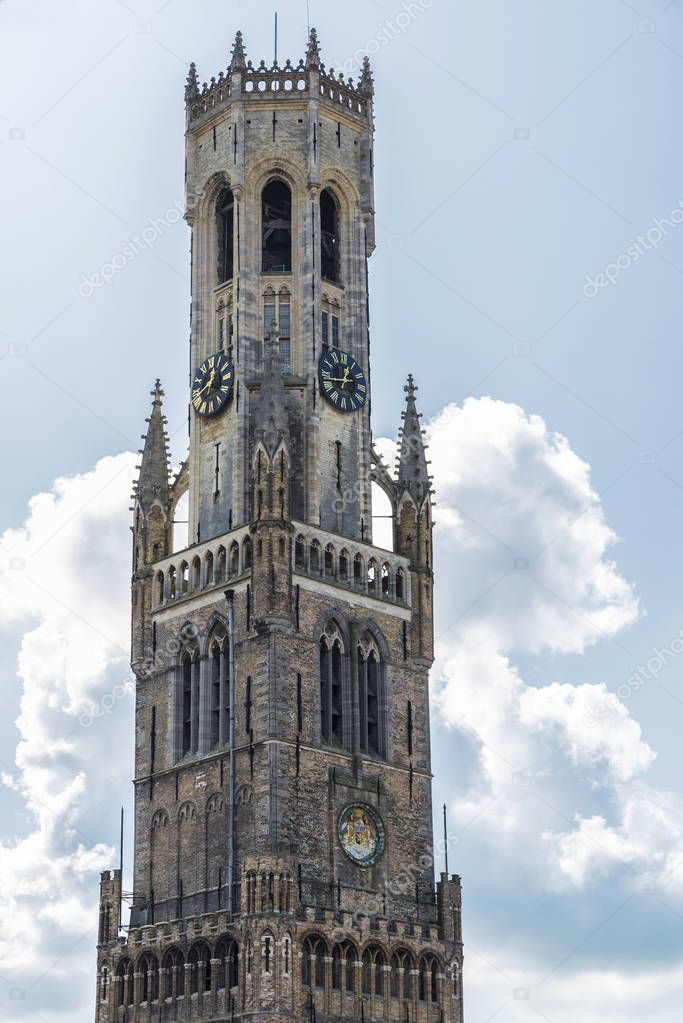 Belfry in the medieval city of Bruges, Belgium