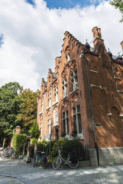 Eski tarihi binaların Ortaçağ kentin, Bruges, Belçika