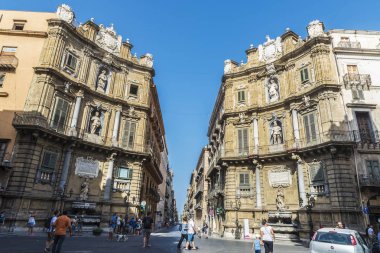 Palermo Sicilya, İtalya Piazza Vigliena Quattro aski