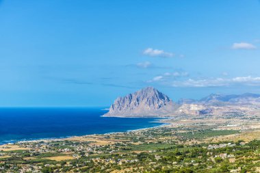 Monte Cofano Erice, Sicilya, İtalya için doğru görünümü